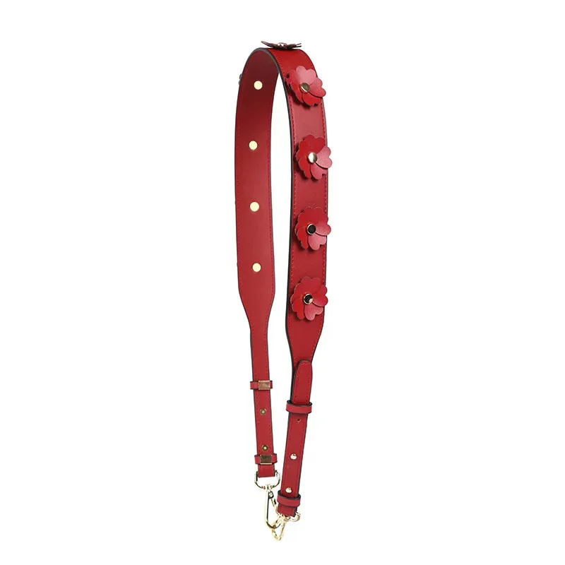 large sangle de sac à bandoulière en cuir pu pour femmes, longue sangle de remplacement pour sac à main, rivet coloré, poignée de sac à bandoulière florale