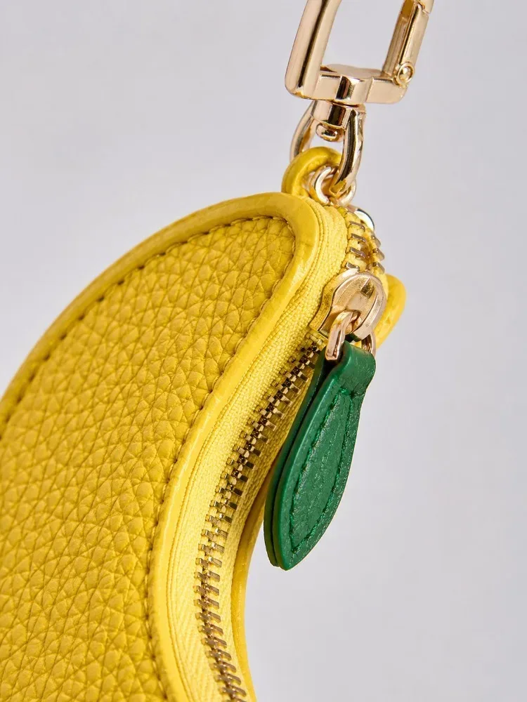 porte-clés en cuir motif fruit mignon, mini porte-monnaie à fermeture éclair pour sac à dos, breloque pour femme et fille, accessoires de vacances d'été à la plage, cadeaux
