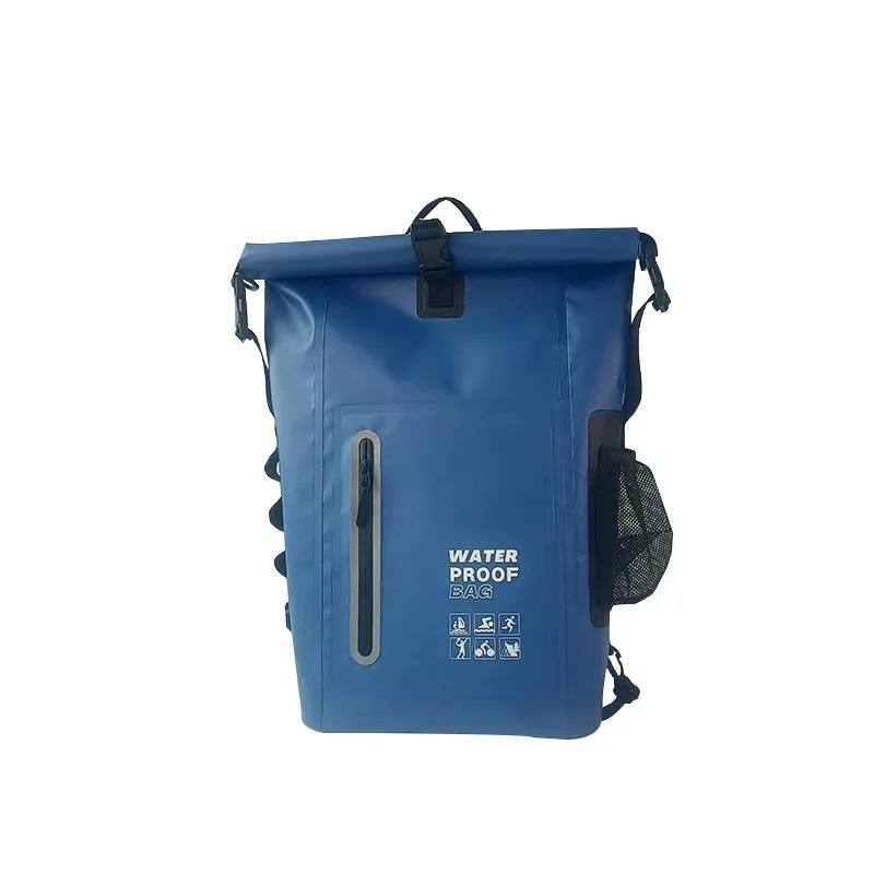 sac dos pvc étanche noir vert olive jaune bandes réfléchissantes poches latérales cadre externe ceinture coussin air usage voyage randonnée camping plage
