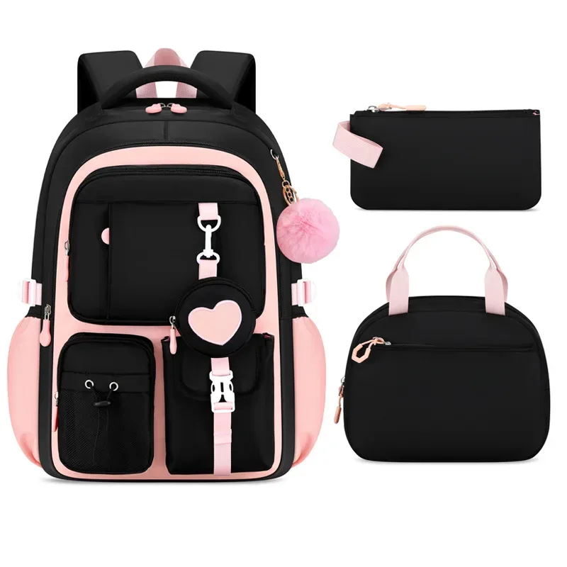 sac à dos scolaire pour filles, série love, léger, grande capacité, mignon et orthopédique, pour collégiennes.