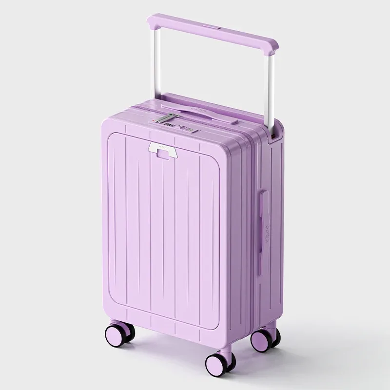 valise bagage roulettes abs blanc vert motif lignes horizontales poignée télescopique compartiment avant roues toupie usage voyage affaires