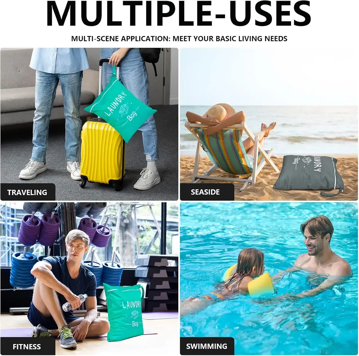 sac de rangement portable pour vêtements sales, sacs à linge, pochette de rangement imperméable en oxford pour la natation, le fitness, la plage, sac organisateur de vêtements