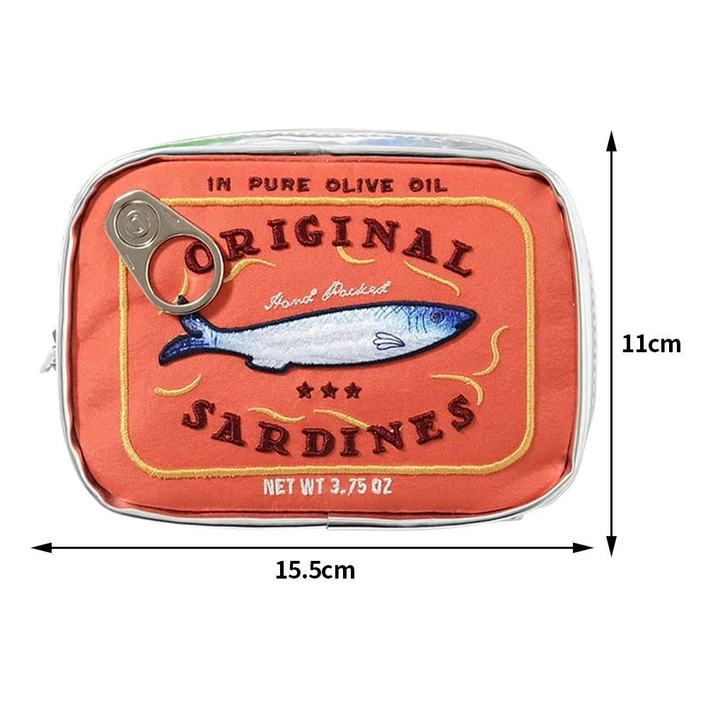 trousse de toilette mignonne portable pour femme, sardines en conserve, sac cosmétique de voyage, multifonction, mode créative, fermeture éclair, week-end, vacances