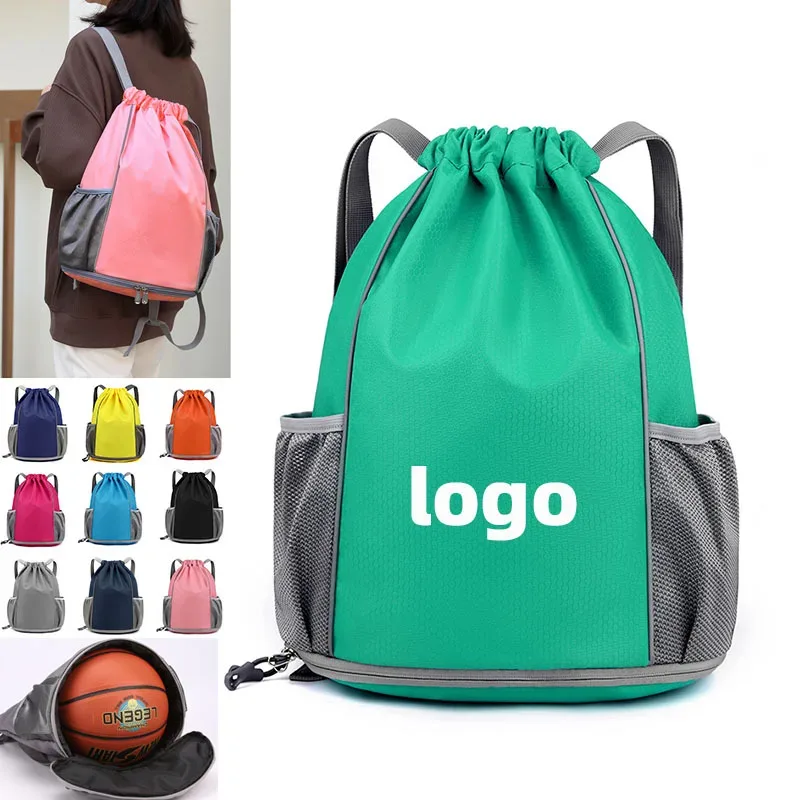 Sac à dos de perles de logo personnalisé, sac Wstring de proximité, sports de plein air, basket-ball, marathon, impression, cadeau