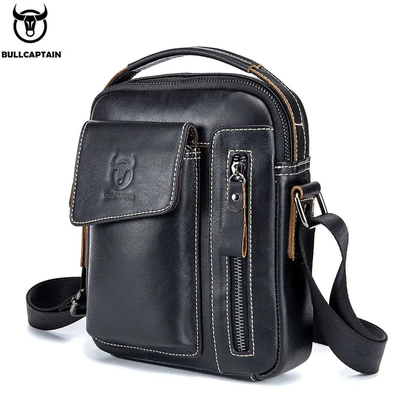 bullcaptain décontracté mode hommes sac de messager affaires portable sac à main homme en cuir sac à bandoulière mobile 6.5 ''sacs pour téléphone