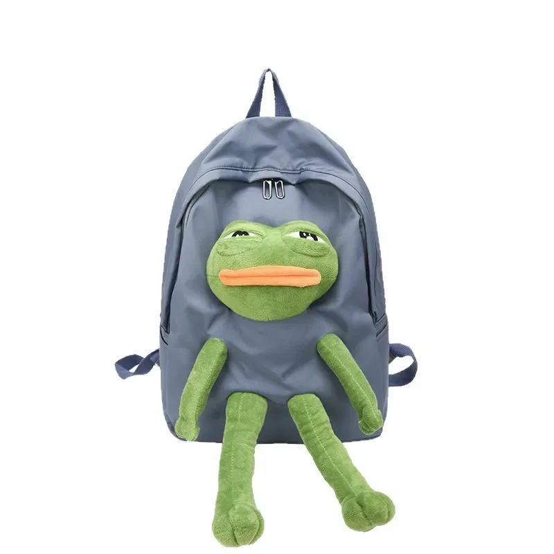 sac à dos léger de grande capacité avec adorable figurine de grenouille pour filles du primaire et du collège, en tissu oxford, décontracté, pour voyage, unisexe