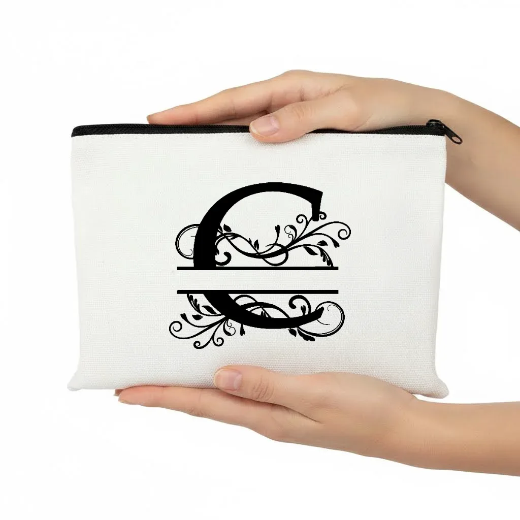 1pc trousse de maquillage personnalisable avec monogramme - pochette de voyage légère, pliable et durable avec fermeture éclair et impression de lettres personnalisées