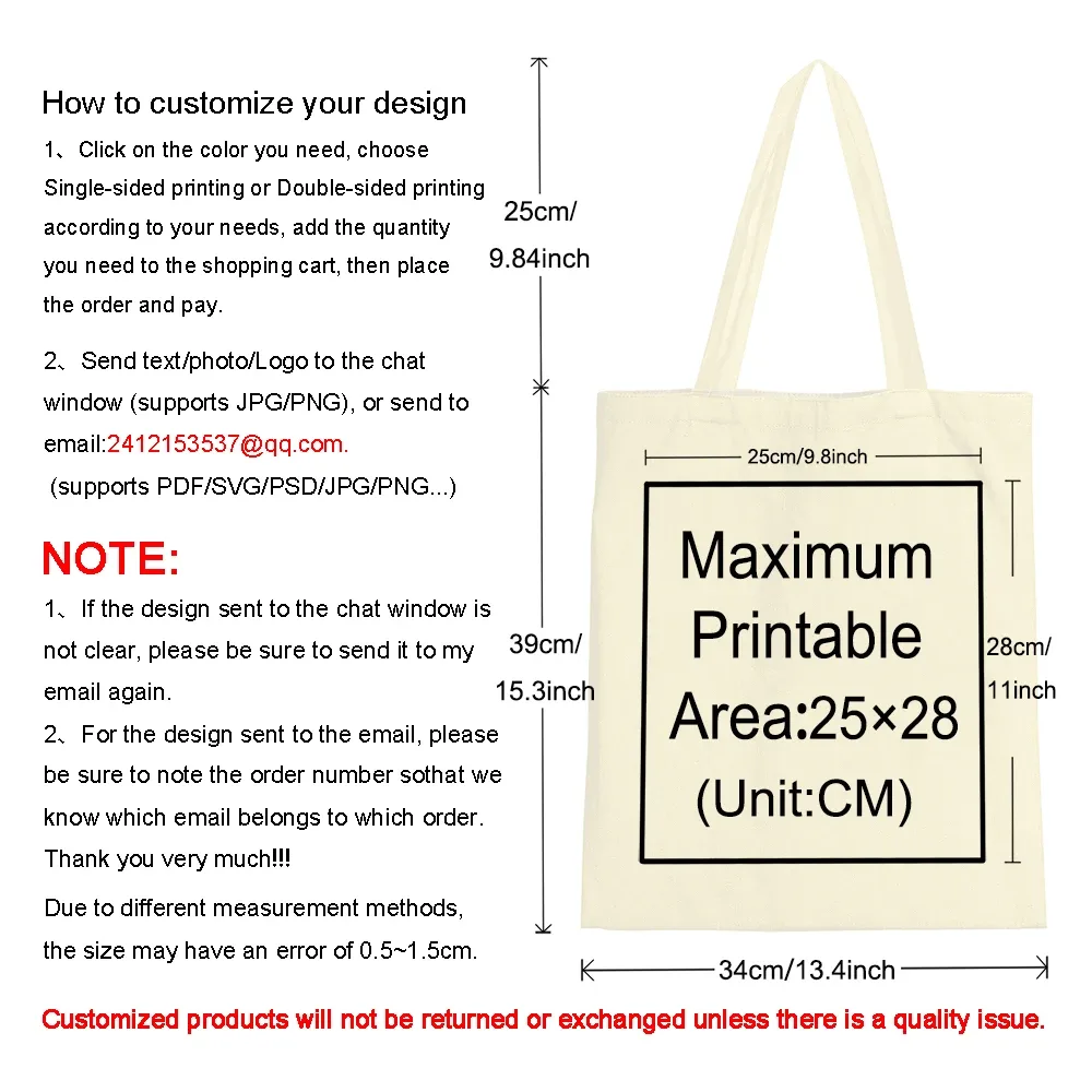 50pcs bricolage personnel personnalisé sac fourre-tout shopping ajouter votre logo imprimer conception originale voyage toile sacs à bandoulière femmes sacs à main