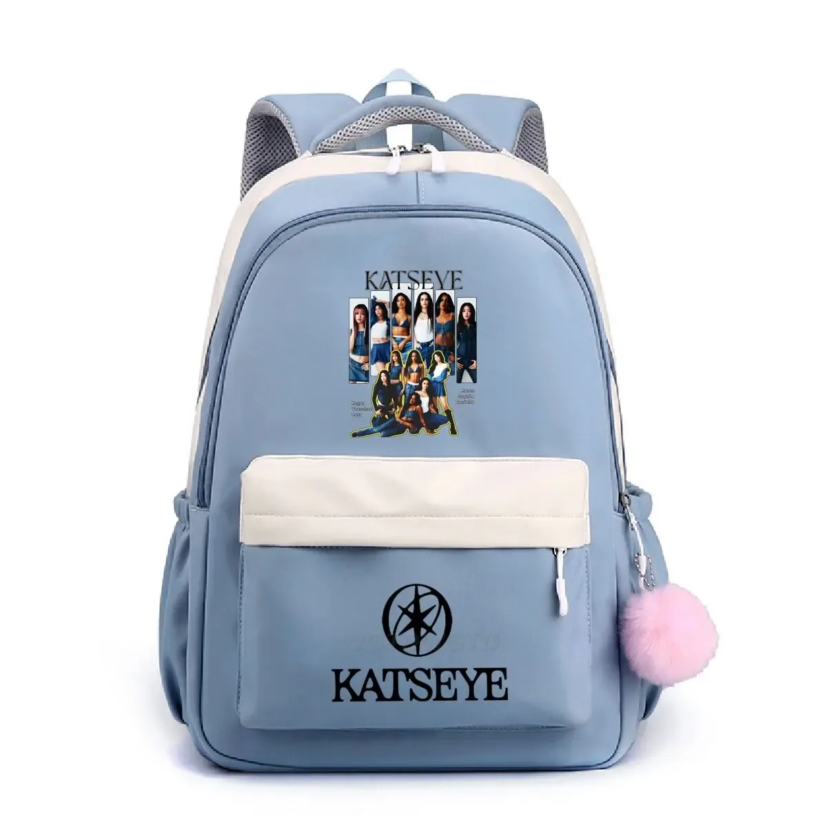 sac à dos à imprimé amusant hot katseye, grande capacité, pour hommes et femmes, sac pour ordinateur portable, voyage en plein air, sacs pratiques, sac d'école pour adolescents