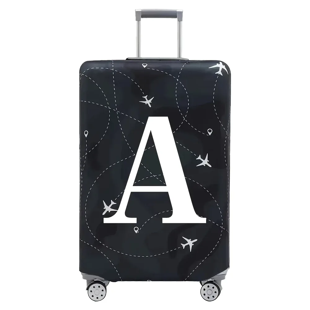 housse valise polyester motif trajectoires avions lettres noire blanc voyage protection valise taille variable