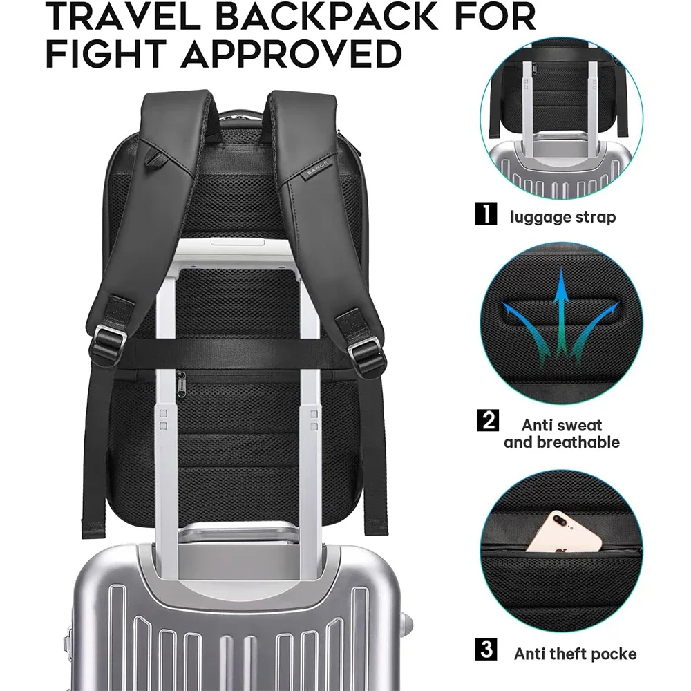 sac dos tpu noir compartiments ordinateur portable accessoires poignée usb ceinture air décoration lettres style décontracté