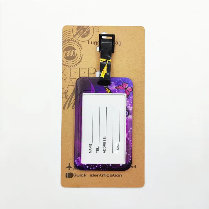 étiquette de bagage papillon pour femmes, étiquette de bagage de voyage pour filles, porte-adresse d'identification, bagages d'embarquement, billet de valise portable