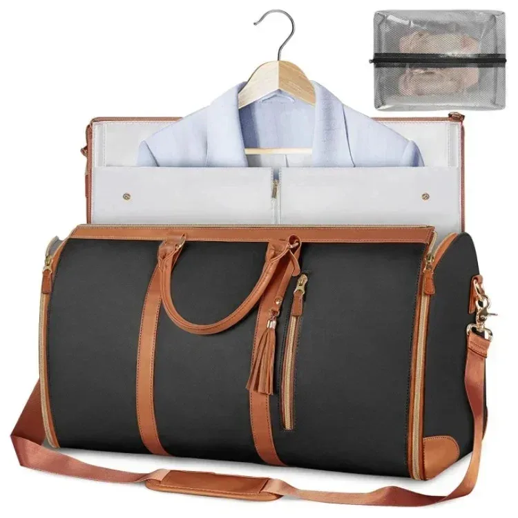 sac de voyage pliable pour femmes, sac à vêtements pratique, grand sac polochon en cuir pu, sac de voyage d'affaires pour femmes