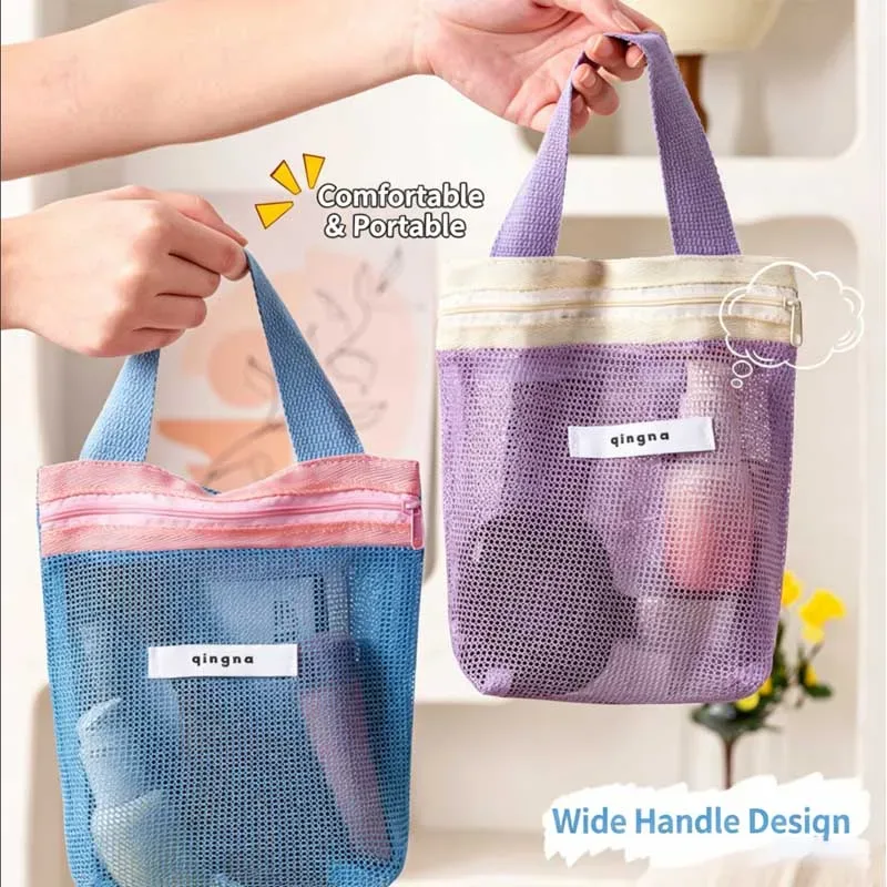 sac fourre-tout d'été en maille, petite trousse de toilette, sac à main pliable et portable, trousse de toilette colorée, sacs de rangement pour la plage, la natation et les voyages pour femmes