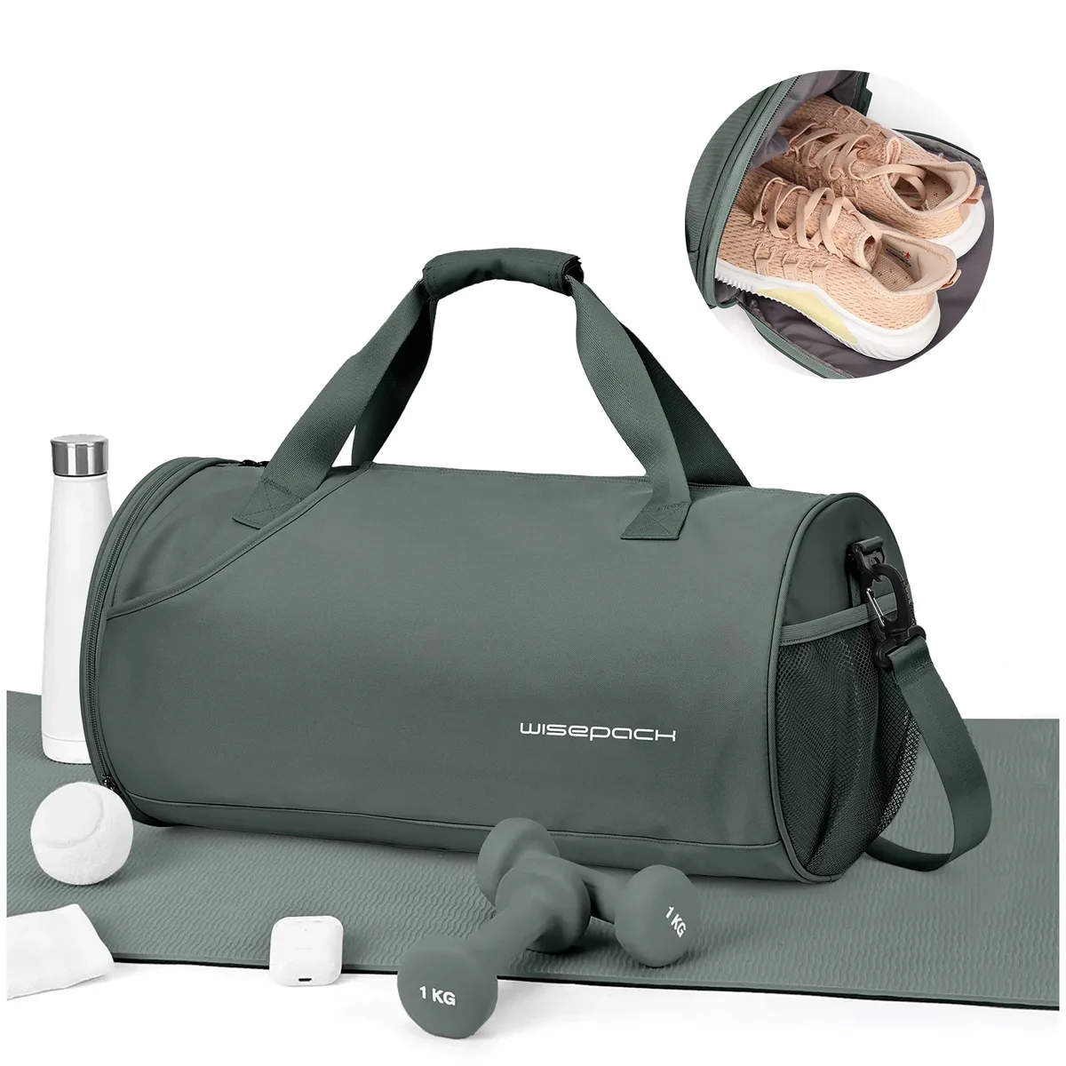 sac de sport pour femmes, sac de jour pour la salle de sport et le week-end, sac de voyage étanche avec compartiment pour chaussures et vêtements