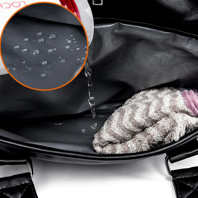 sac de voyage de grande capacité, sac à main de voyage en pu pour hommes, bagages à main, sacs de sport doux et décontractés noirs, grands sacs de week-end, fourre-tout de voyage