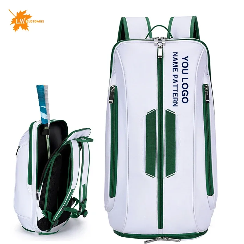 sac de tennis personnalisé avec nom imprimé sr, sac de sport d'entraînement, compartiment à chaussures, raquette de grande capacité, personnalisé