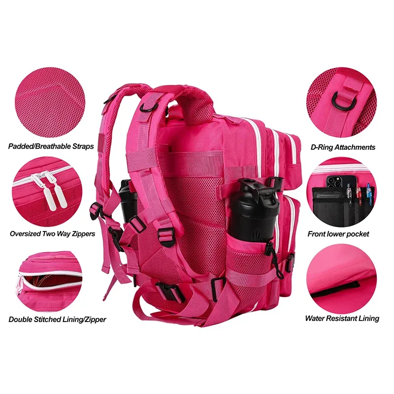 lhi 25l sac à dos tactique pour femmes fitness athlète sac de sport petit sac à dos de voyage pour sports de plein air avec porte-bouteille