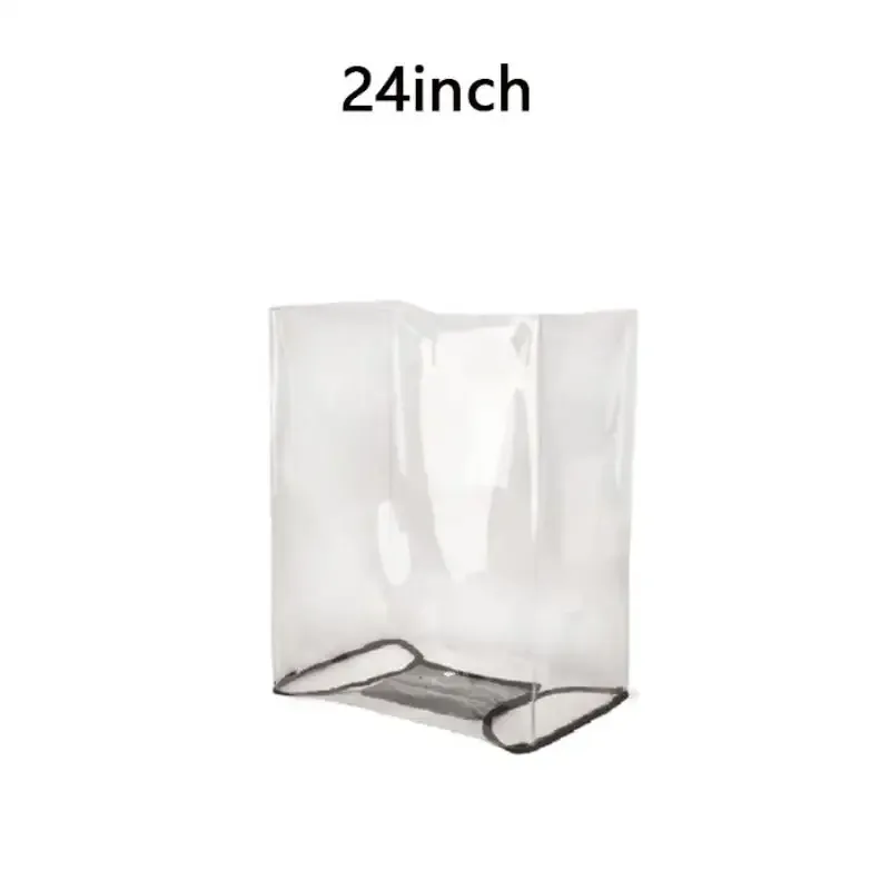 housse valise protection nylon transparente voyage rose rayures verticales pods leger compact angles droits pods cabine