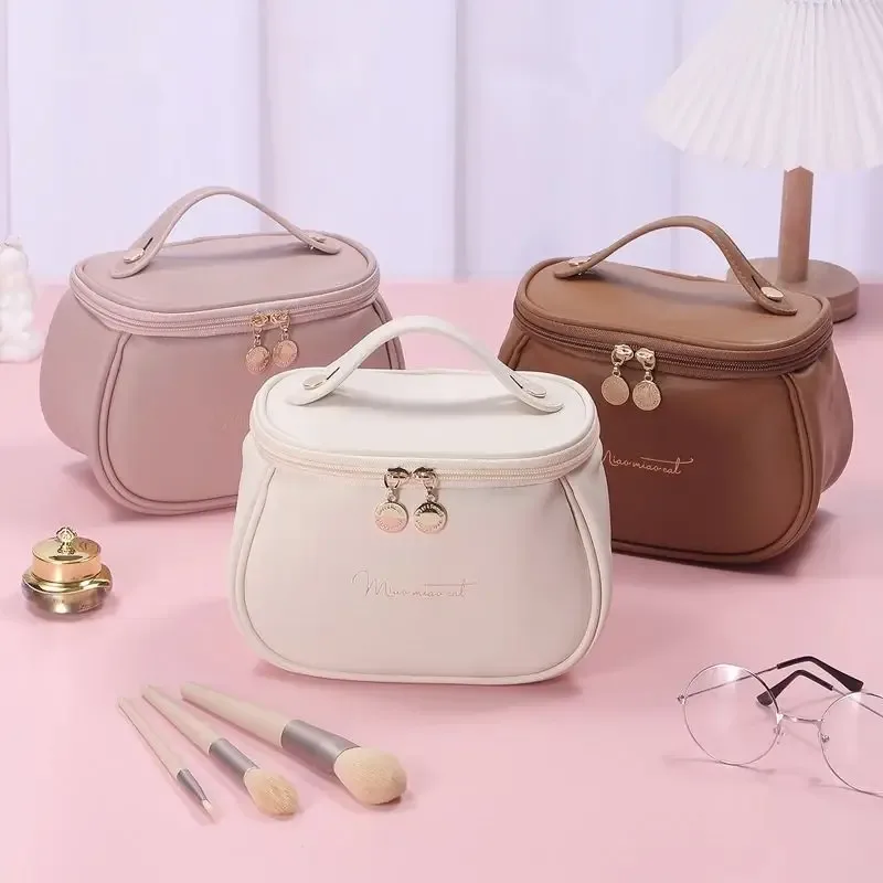 sac de maquillage imperméable de haute qualité, grande capacité, portable, pour femmes, sac de toilette en cuir pu, sac de rangement pour cosmétiques de voyage