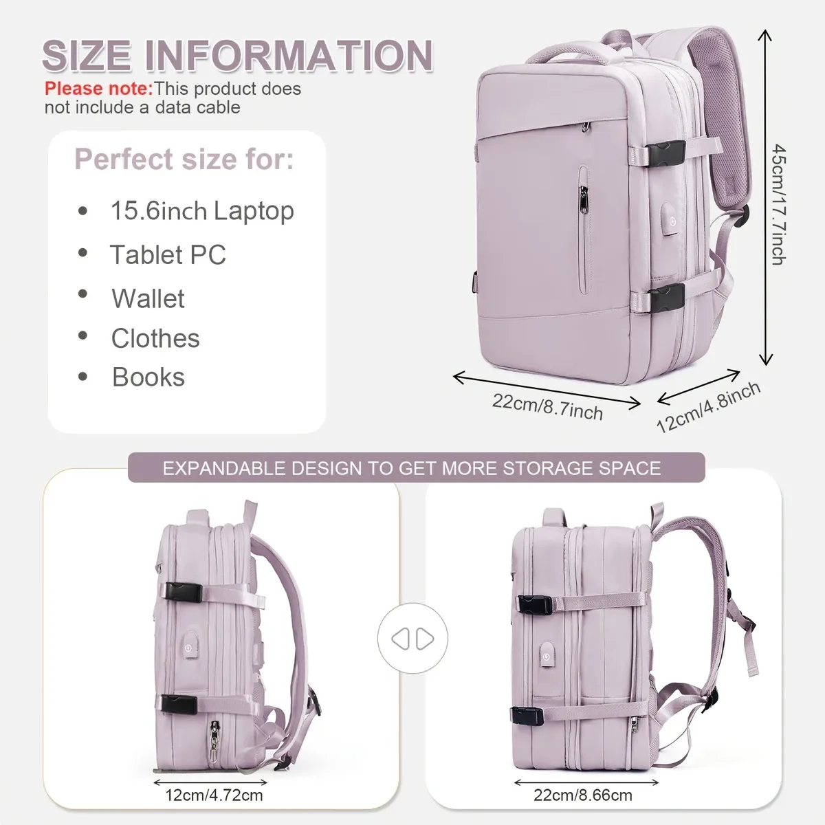 sac à dos de voyage imperméable de grande capacité avec compartiment à chaussures indépendant, rangement multi-compartiments et multi-couches, minimaliste a