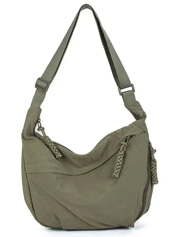 sac à bandoulière en tissu doux pour femmes, couleur unie, style étudiant décontracté, grands sacs à main, sacs hobos pour femmes