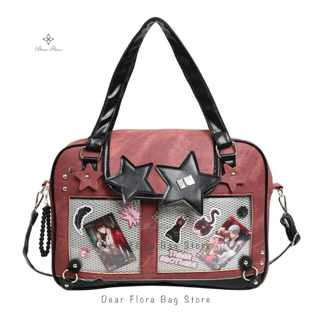 y2k tendance étoile ita sac lolita fille poche transparente femmes bricolage affichage sac à bandoulière mode sac à bandoulière mignon sac à main sac à main