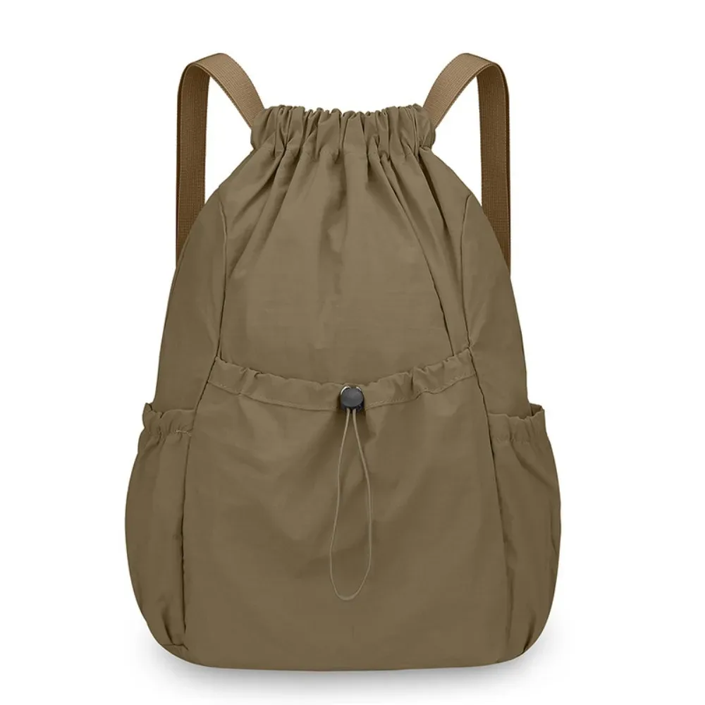 sac à dos en nylon oxford avec cordon de serrage, léger, pliable, couleur unie, grande capacité