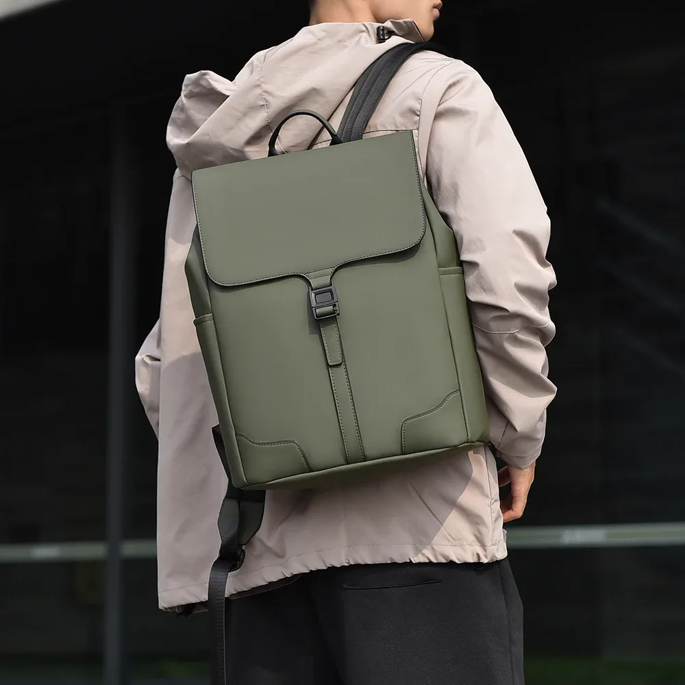 sac à dos minimaliste vert olive pour hommes, adapté au travail, aux voyages et aux déplacements quotidiens, durable et spacieux