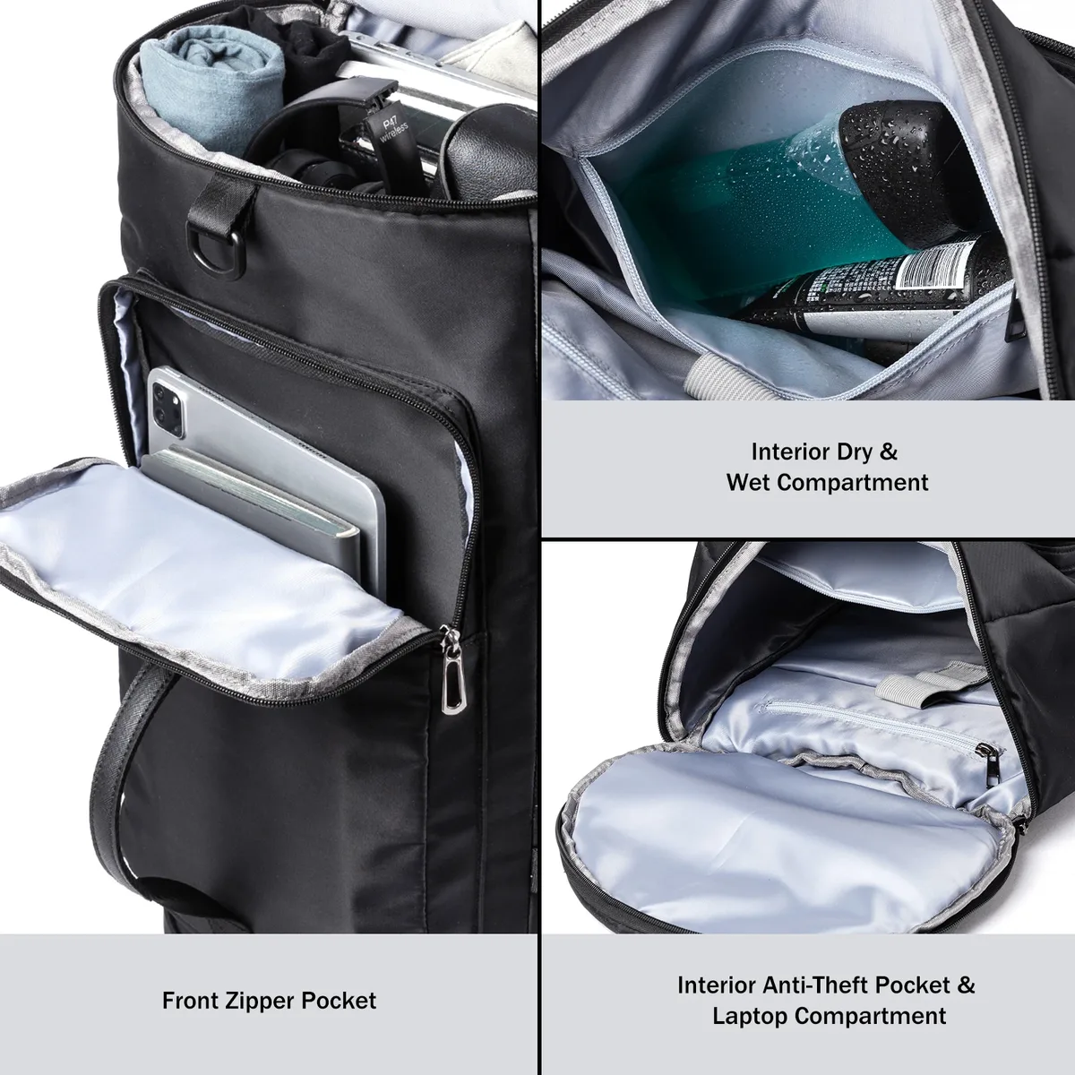 sac de sport étanche avec compartiment à chaussures, sac de voyage, sac de week-end, sac à dos de nuit, 40l