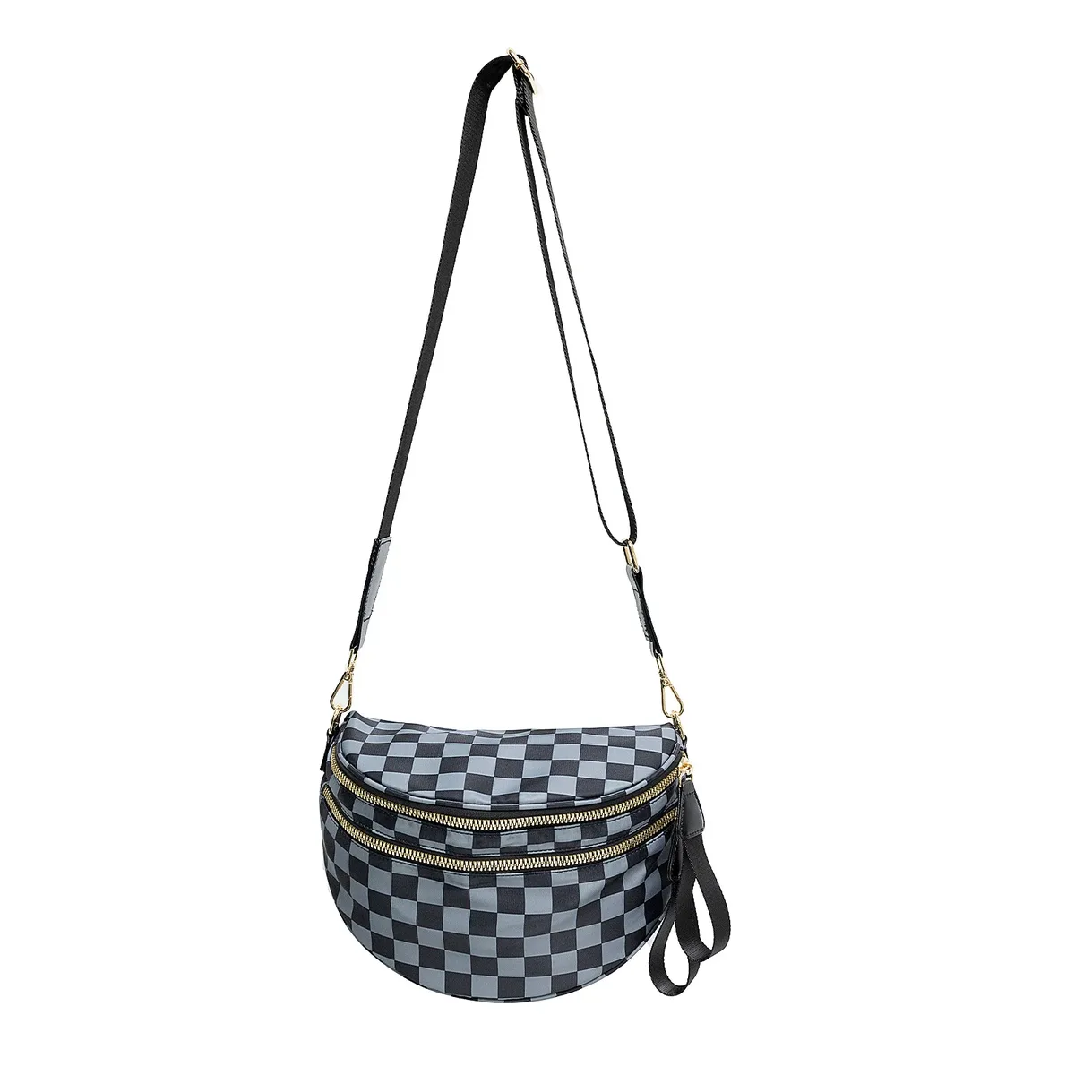 doyogi noir et blanc à carreaux spacieux bum sac sacs à bandoulière pour femmes en nylon essentiels de voyage sac de maman sac à couches pour maman