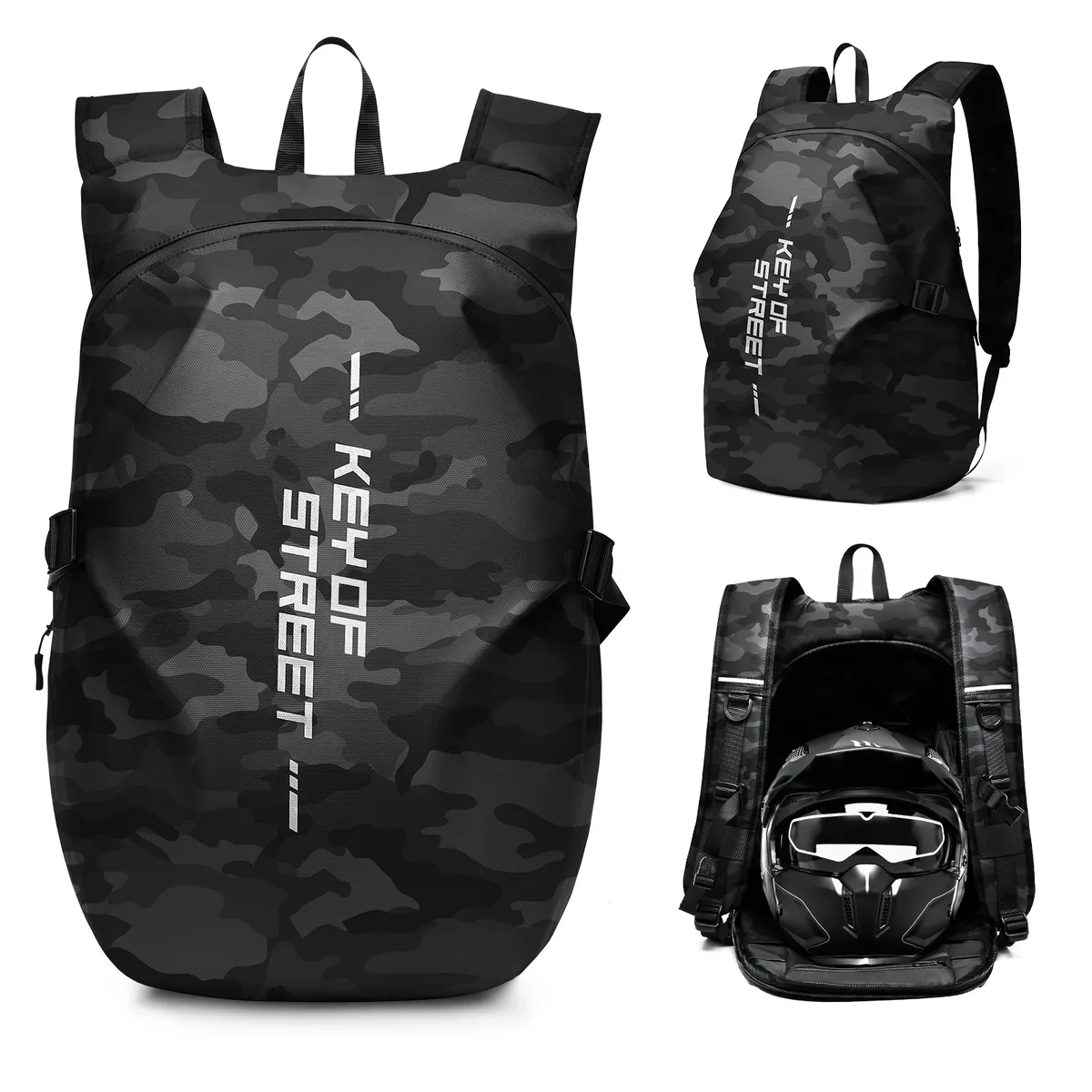 sac à dos de casque pour moto, sac de rangement de casque étanche de grande capacité, sac à dos de randonnée avec bande réfléchissante