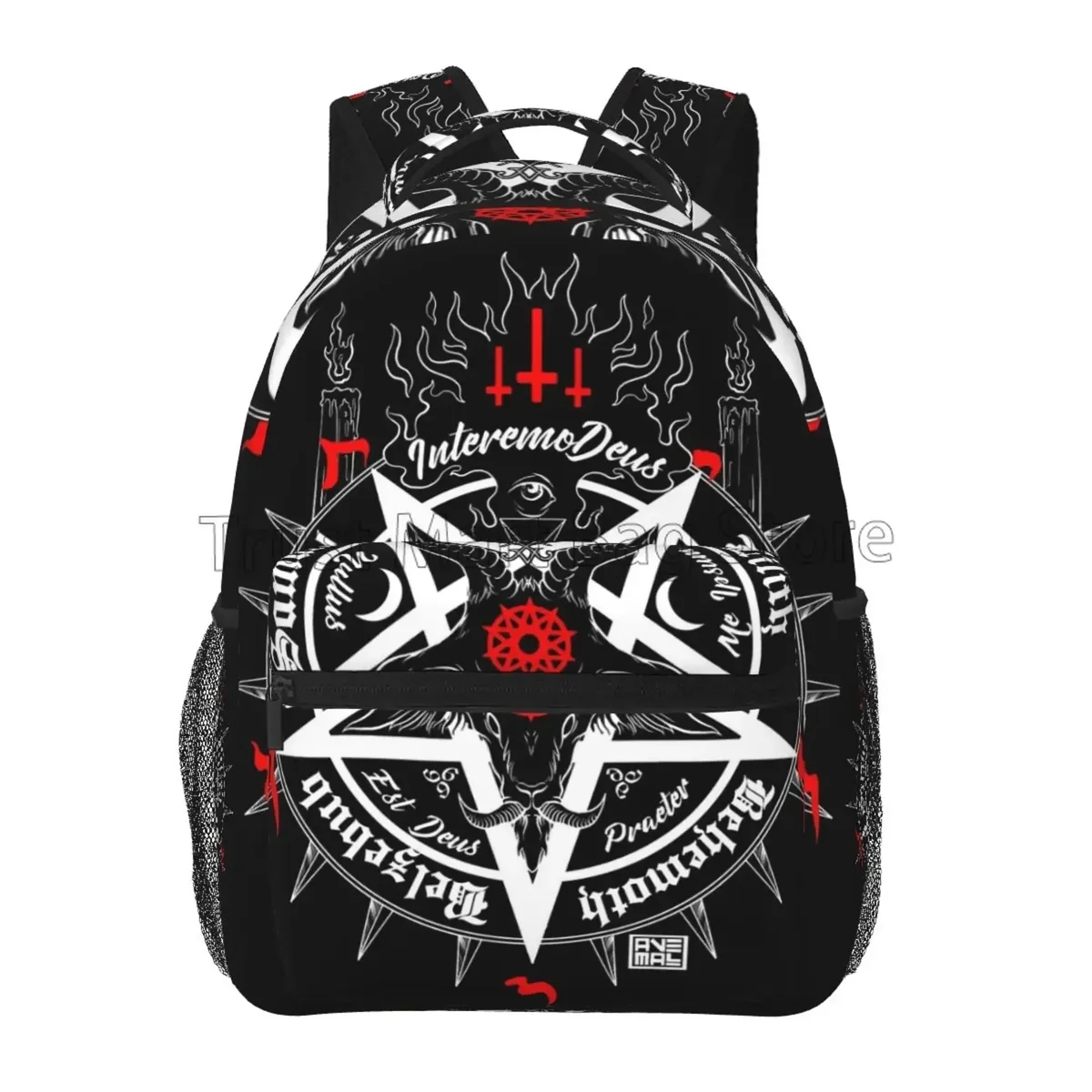 satanique occulte noir satan crâne tête de chèvre morte impression graphique sac à dos pour ordinateur portable unisexe grands sacs à bandoulière décontractés voyage sac à dos