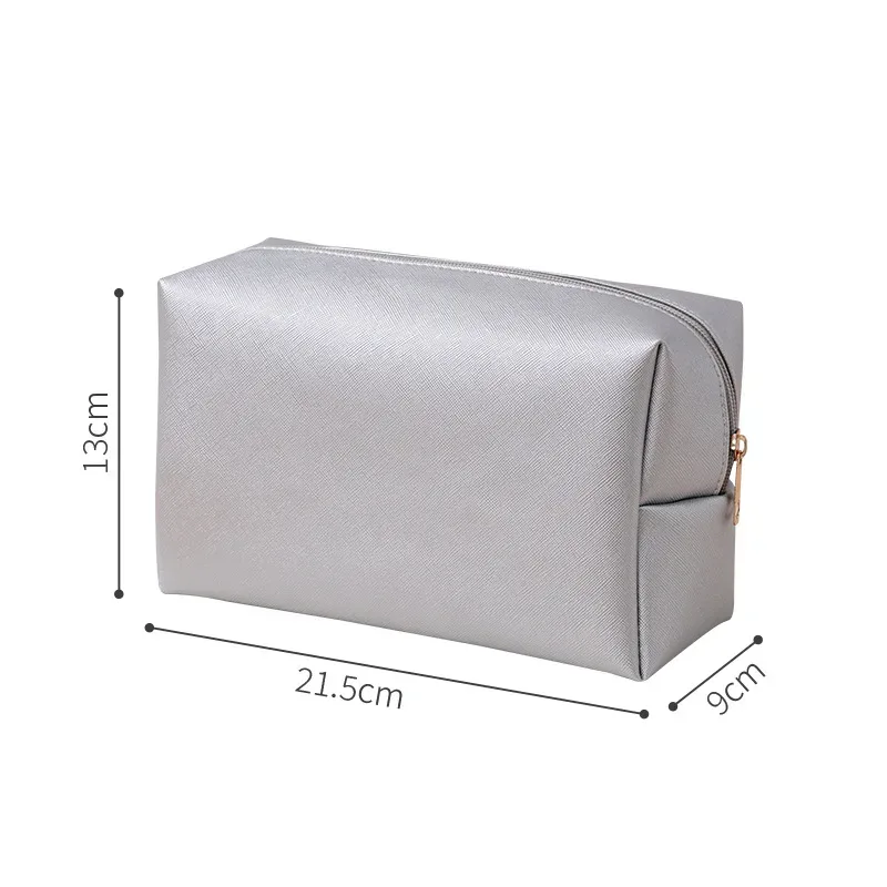 sacs à cosmétiques de couleur unie pour femmes, sac de rangement de maquillage portable de voyage, pochette de toilette à fermeture éclair