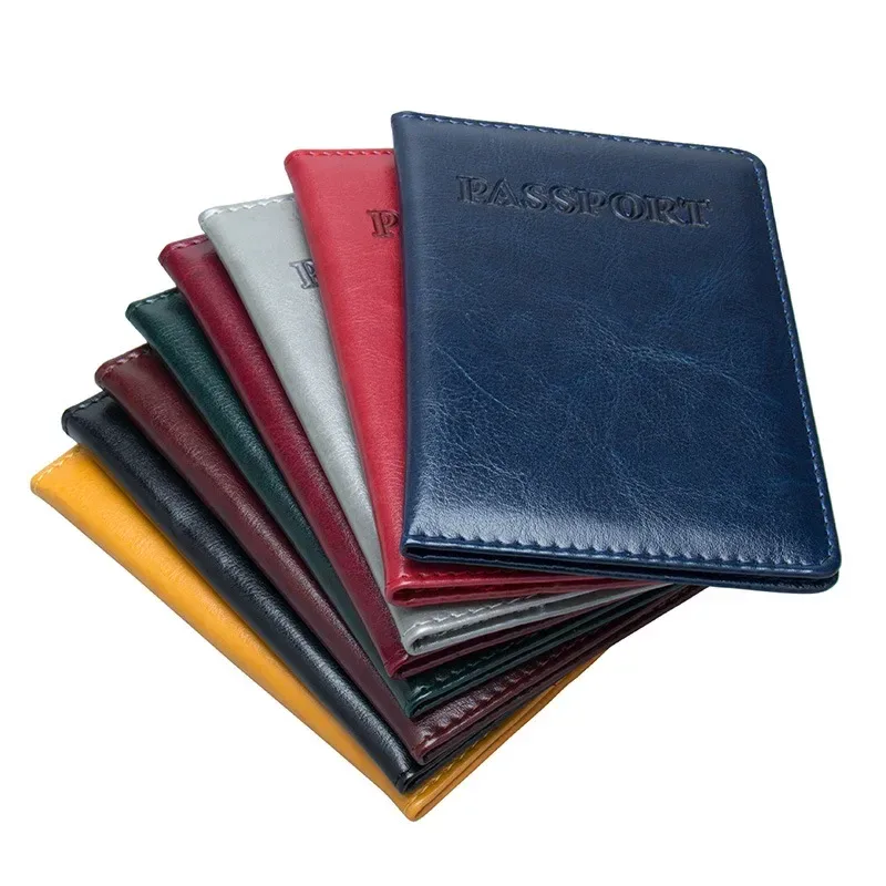 couverture de passeport en cuir pu pour hommes et femmes, porte-passeport de voyage avec porte-carte de crédit, étui portefeuille, étui de protection d'identité, 8 couleurs
