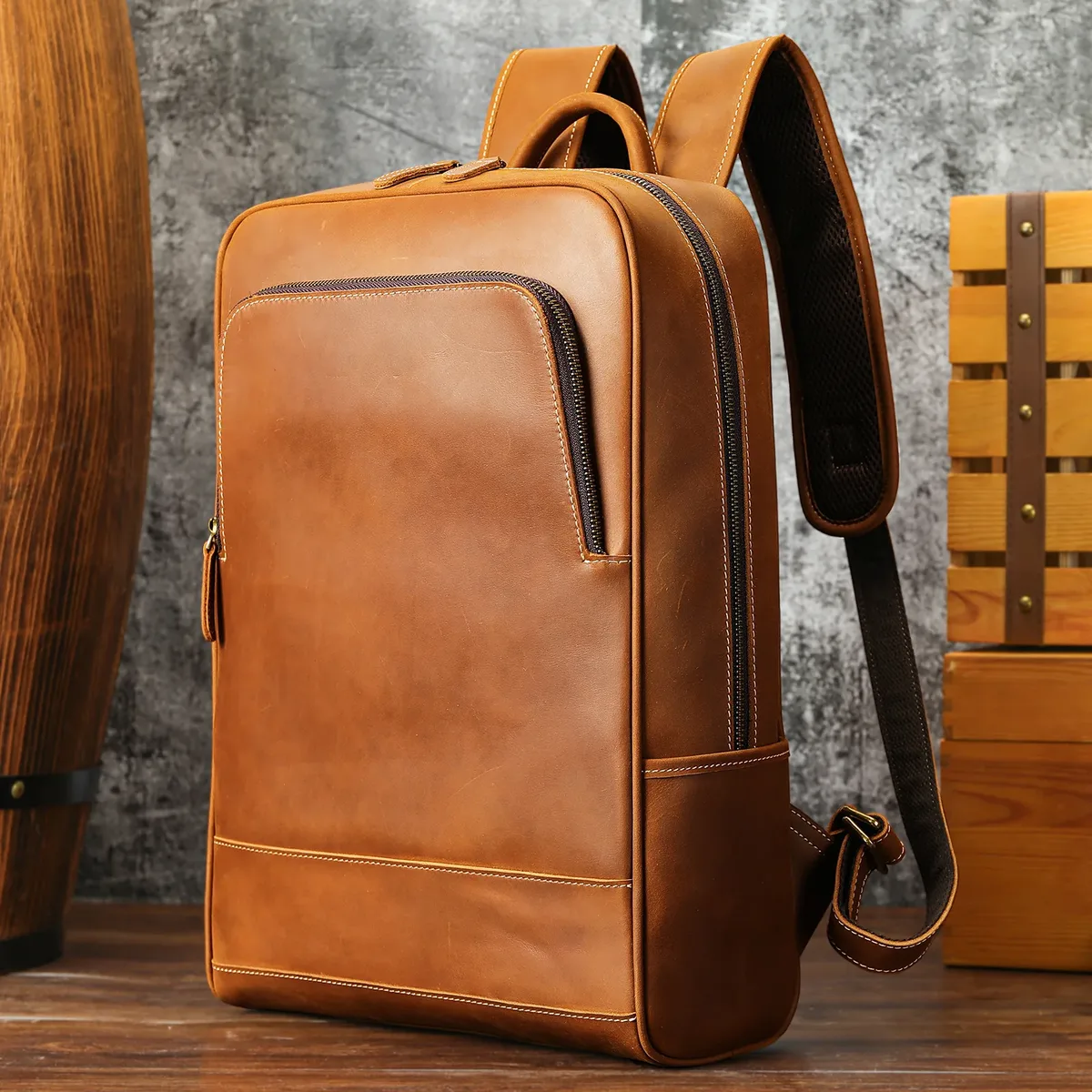 2025 nouveauté sac à dos en cuir ordinateur sac à dos 15.6 pouces pochette d'ordinateur pour hommes sacs de voyage vintage sac à dos d'affaires hommes