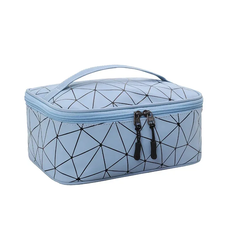 sac de maquillage en pu pour femmes, nouveau design de marque, portable, grande capacité, étanche, sac de rangement pour toilettes de voyage, bx018