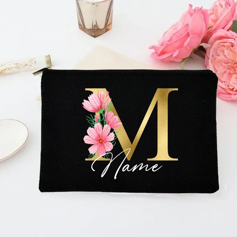 pochette de maquillage personnalisée avec initiales et nom, trousse de toilette de mariée, pochette de toilette monogramme, cadeaux de mariage pour demoiselle d'honneur