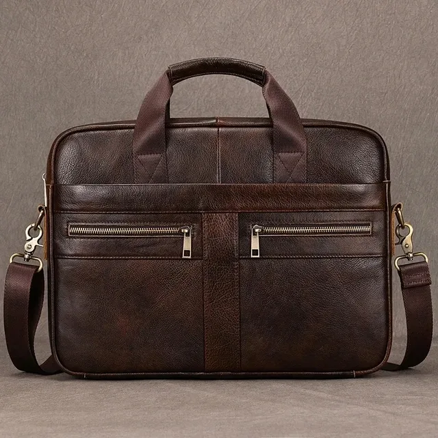 luufan-sac à main d'affaires en cuir véritable pour homme, sac pour ordinateur portable 15 ", étui à bombes pour homme, sac pour document a4, message lancé, sac d'ordinateur, fourre-tout de travail