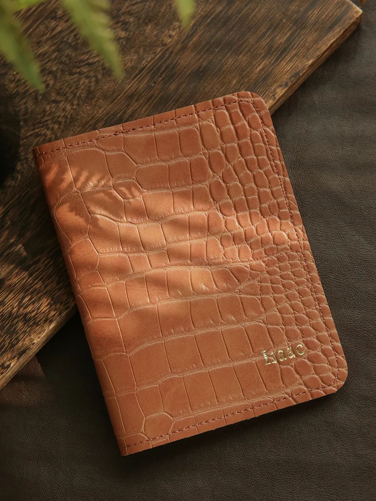 porte-passeport personnalisé avec nom, couverture de passeport personnalisée, porte-portefeuille luxueux et chic à imprimé alligator, accessoires de voyage, 1 pièce