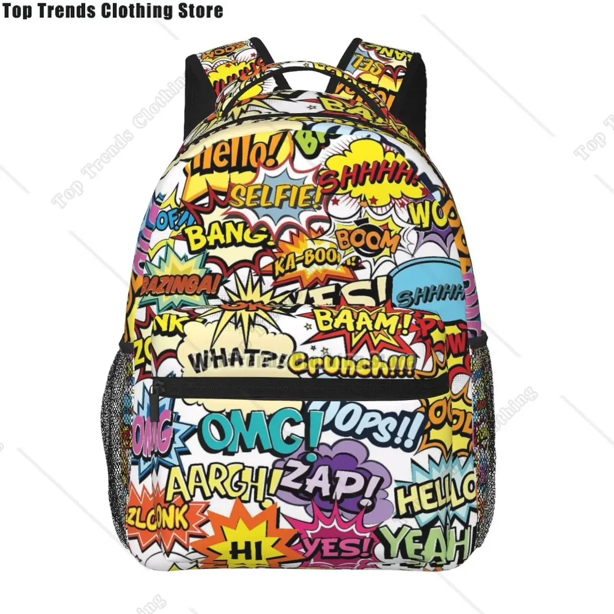 sac dos polyester imprimé graffiti omg savage symboles coeurs unisexe voyage école ordinateur portable