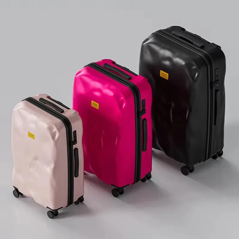 valise créative au design irrégulier cratère de météorite, tendance rétro, bagage à roulettes de voyage 20/24/26/28 pouces avec serrure tsa, en matériau pc