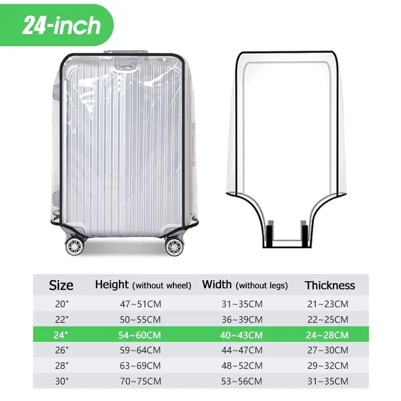 housse de protection transparente pour bagages de voyage, imperméable, anti-poussière, résistante à l'usure, en pvc, pour valise de 20 à 30 pouces
