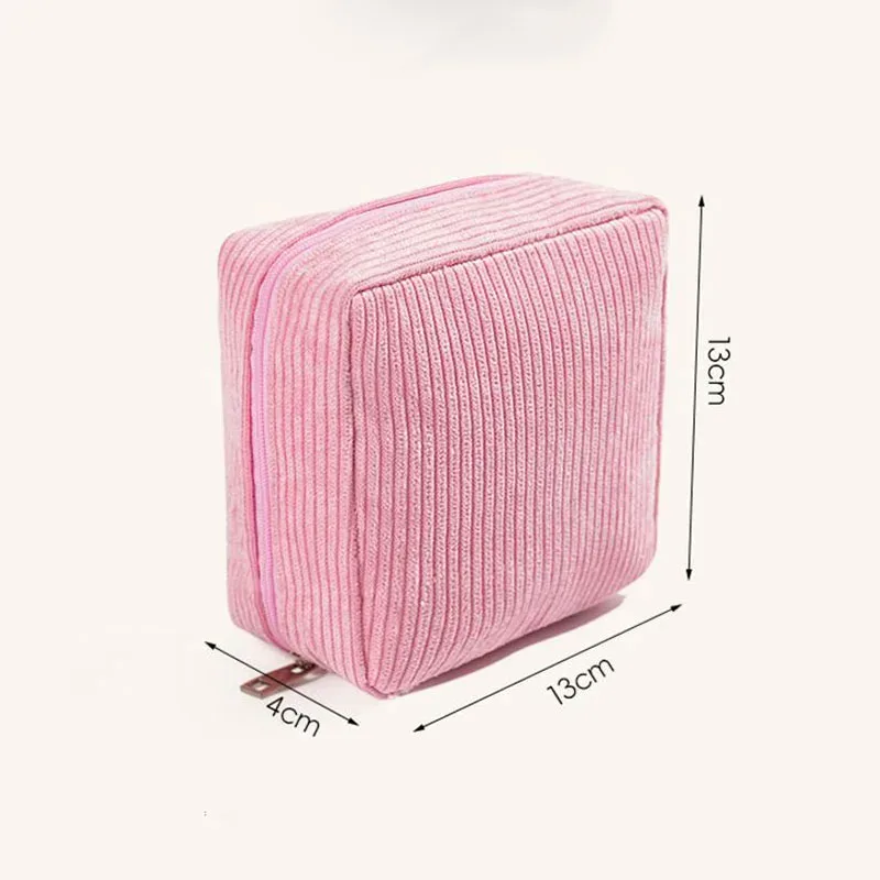 mini pochette de maquillage pour cartes de rouge à lèvres, pièces de monnaie, serviettes hygiéniques, mallette de rangement, sacs en velours côtelé pour femmes, sac de rangement de cosmétiques de voyage