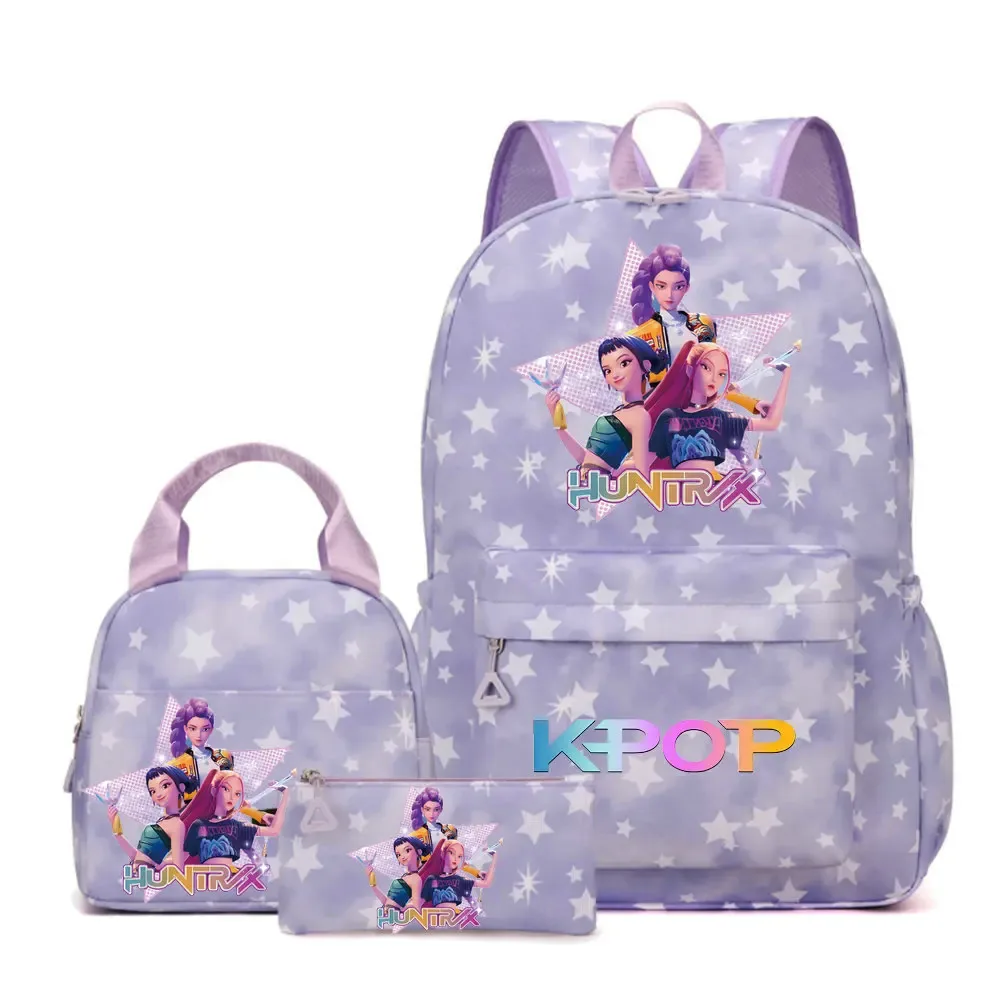 sac à dos kpop demon hunters pour filles, enfants, sacs à crayons, sacs à déjeuner, sacs à livres, sacs d'école pour femmes et adolescentes, ensembles de sacs à dos de voyage pour ordinateur portable