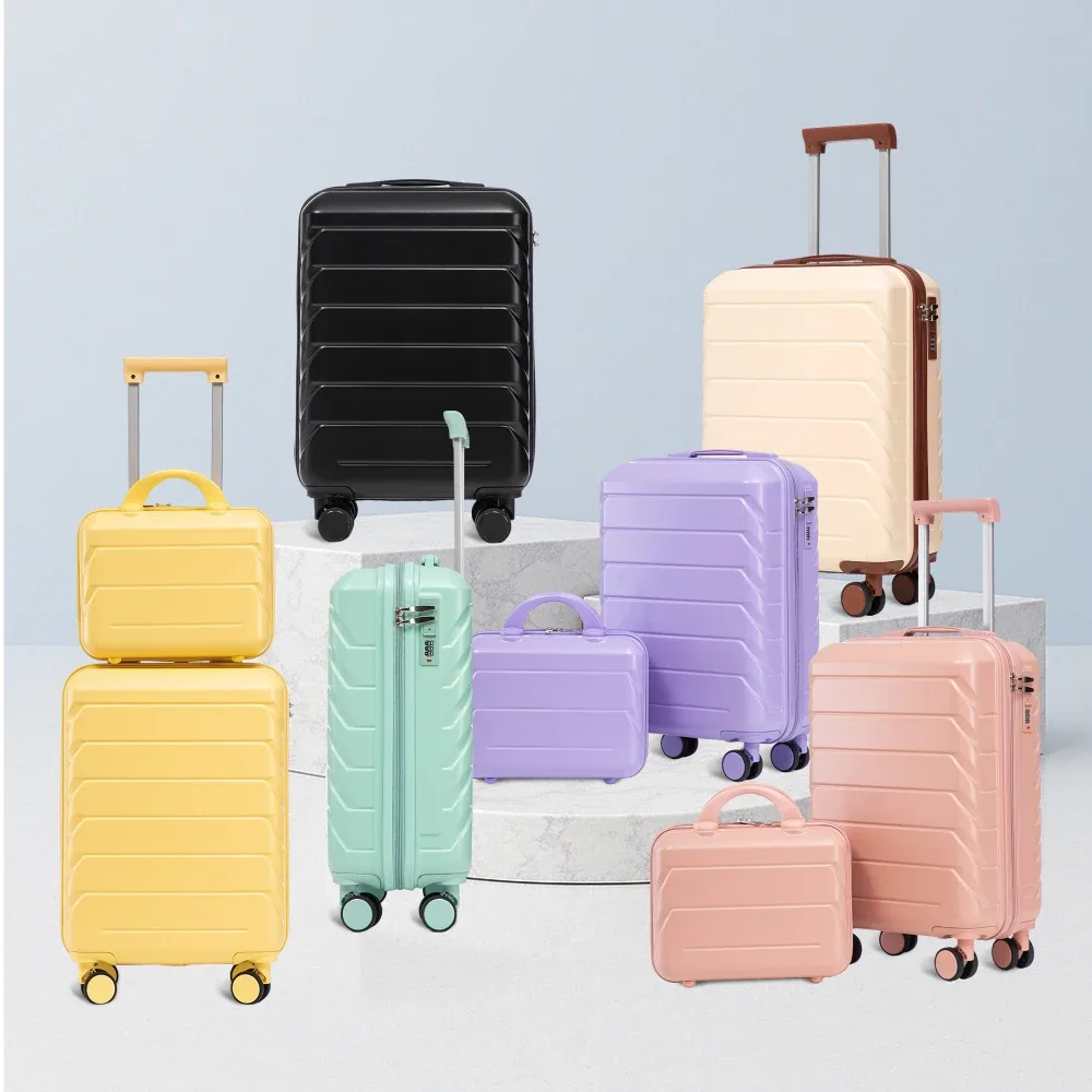 ensemble de valises de voyage en abs à roulettes avec serrure à combinaison, sac trolley tendance