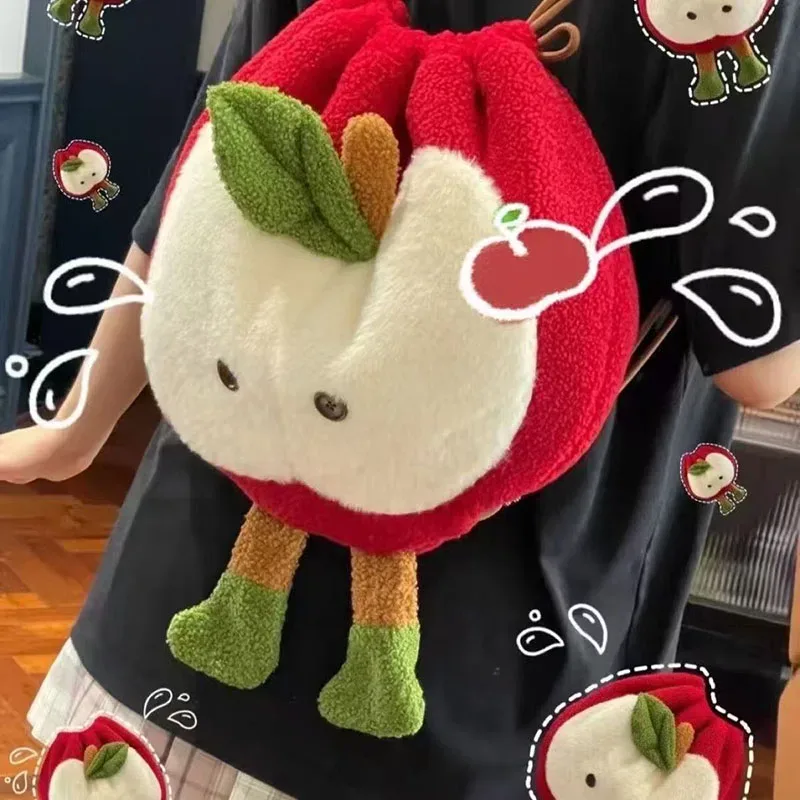 sac dos polyester rouge pomme moelleuse bandoulière arquée chain brodée grande capacité voyage cosplay