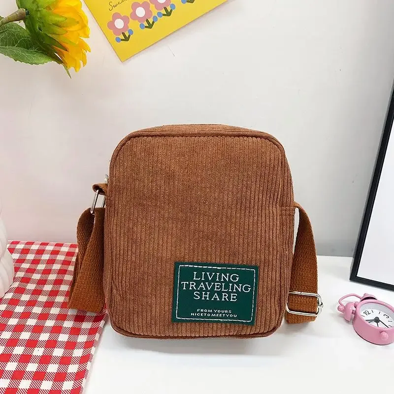 petit sac bandoulière en velours côtelé, sangle réglable, plusieurs options de couleurs, pour un usage quotidien, les voyages et le shopping