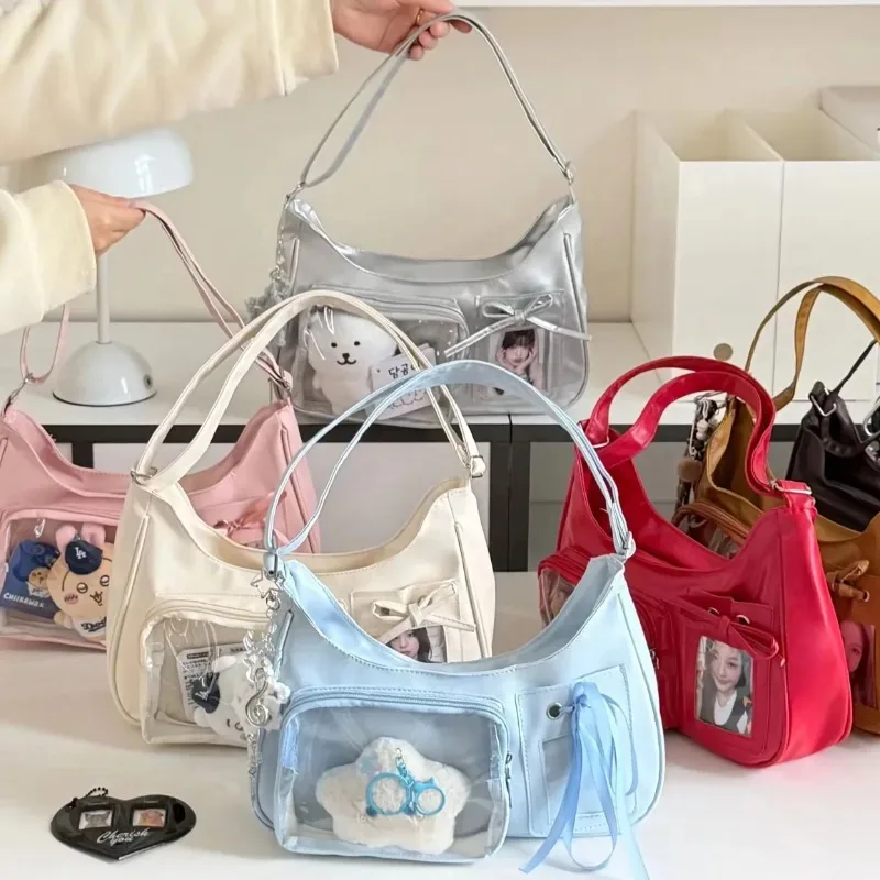 sac à bandoulière y2k harajuku pour femme, sac ita transparent coréen, sac à bandoulière scolaire, sac à main de créateur japonais style preppy