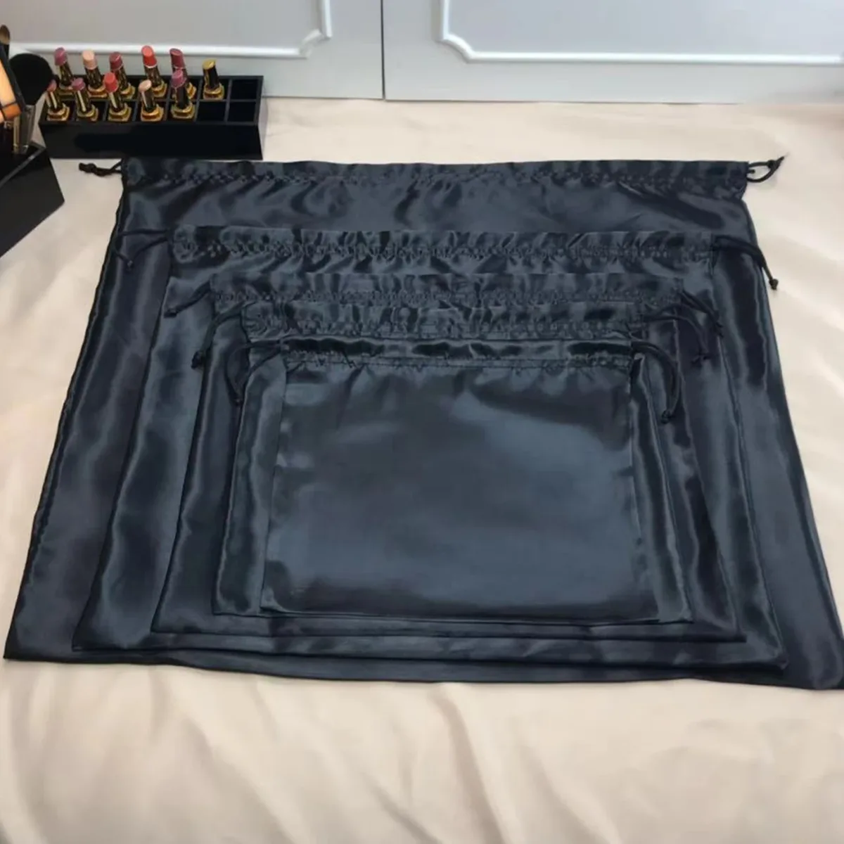 sac de rangement lisse noir de haute qualité, sac à poussière, bundle proximité wstring, protection de l'environnement, sac de rangement injsatin grill